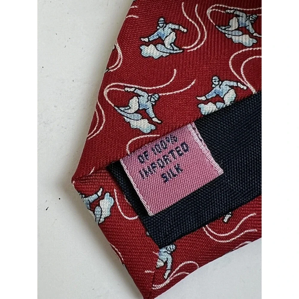 Vineyard Vines Snowboard Tie Red Silk Snow Winter Business Preppy Work